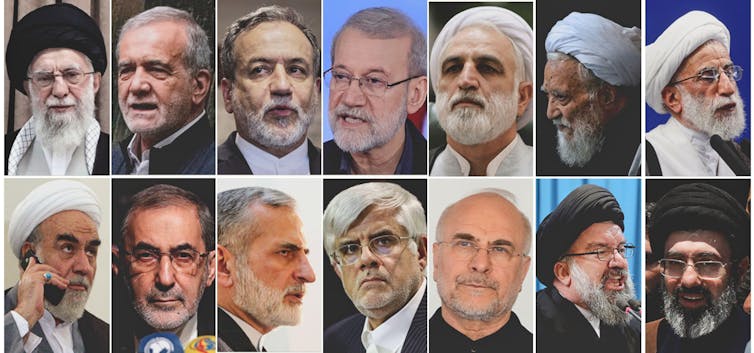 Gallery of headshots of senior Iranian officials.