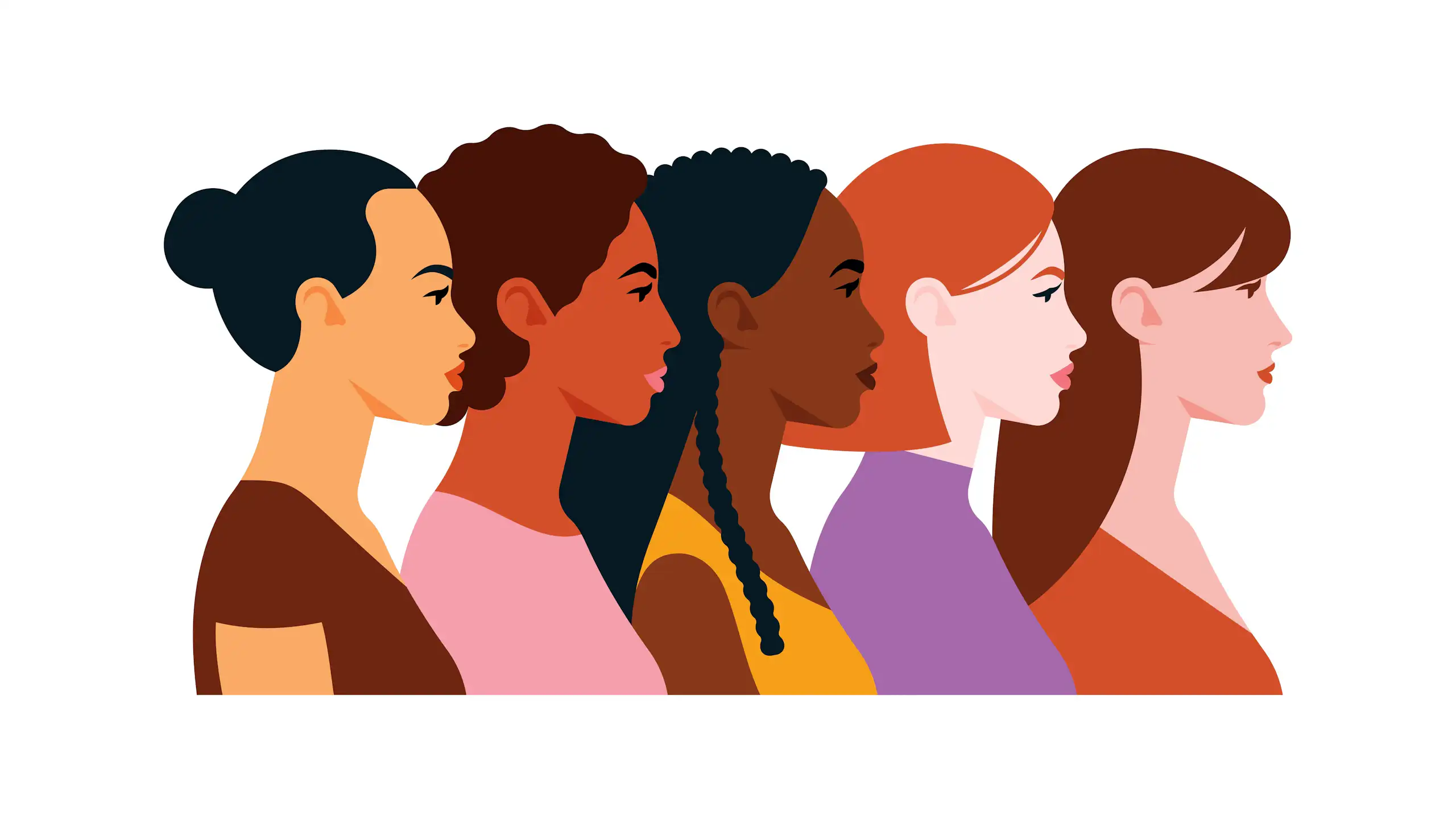 Illustration représentation la diversité des femmes aux quatre coins du monde.