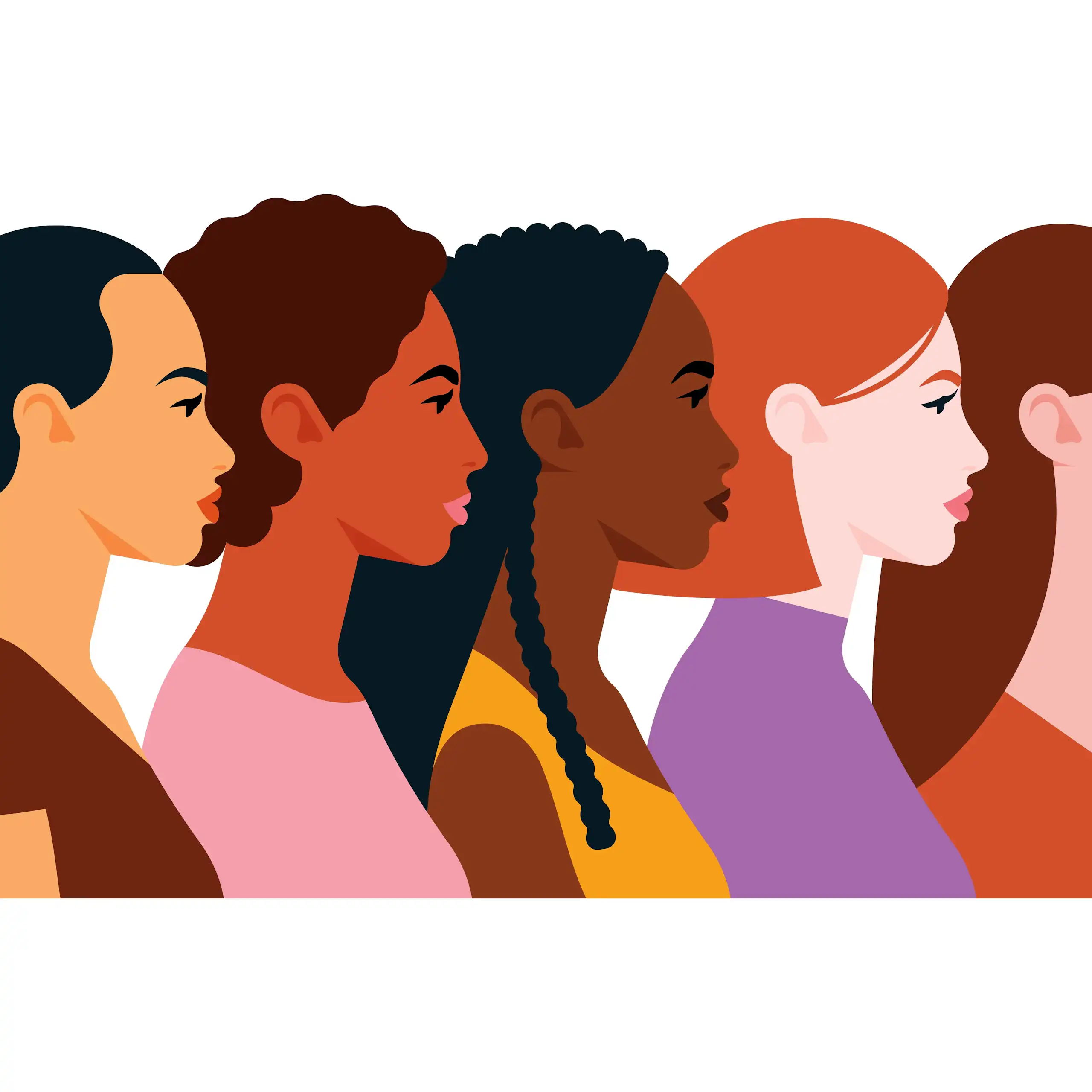 Illustration représentation la diversité des femmes aux quatre coins du monde.