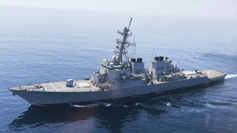 A ship sailing on the ocean