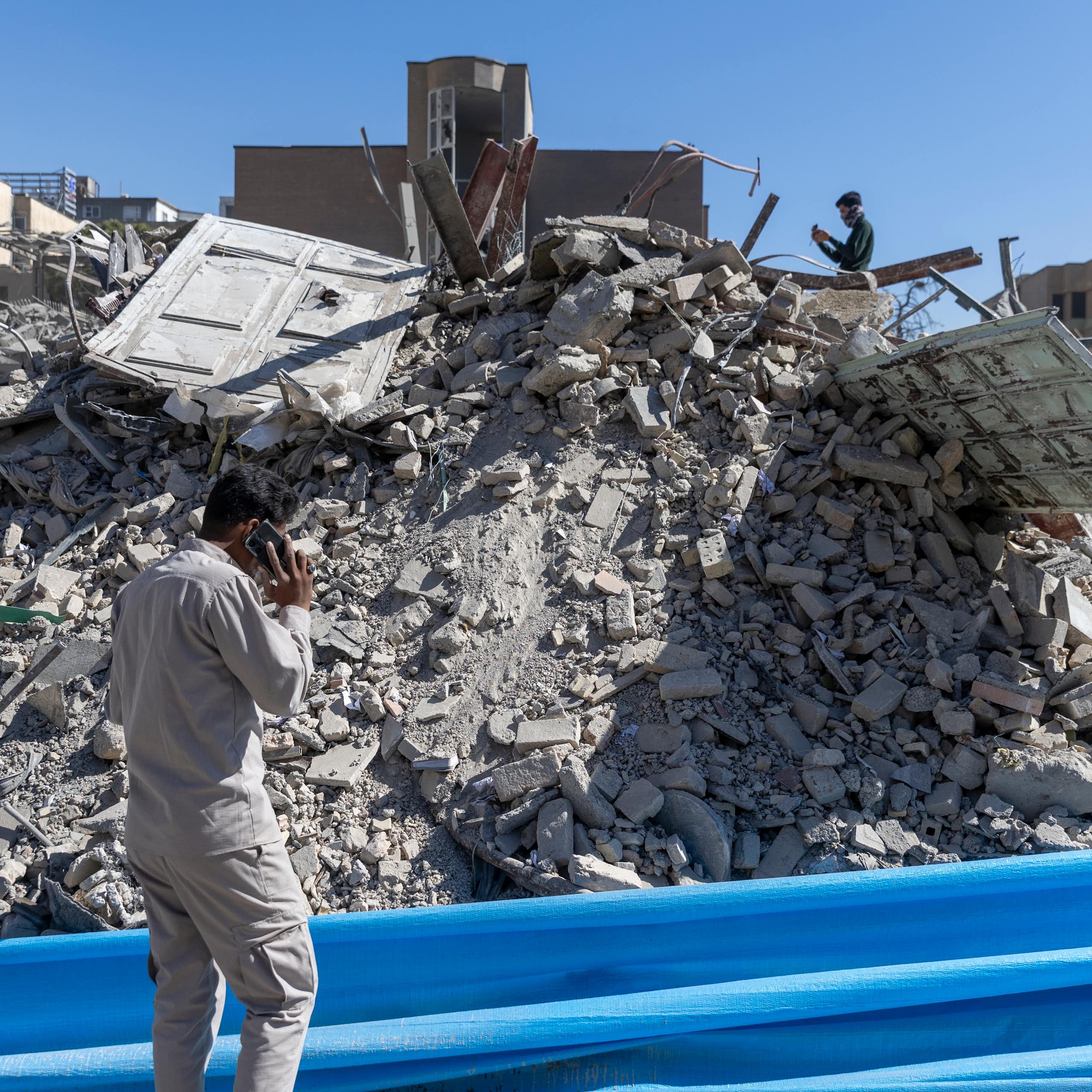 The rubble of a building destroyed in airstrikes.