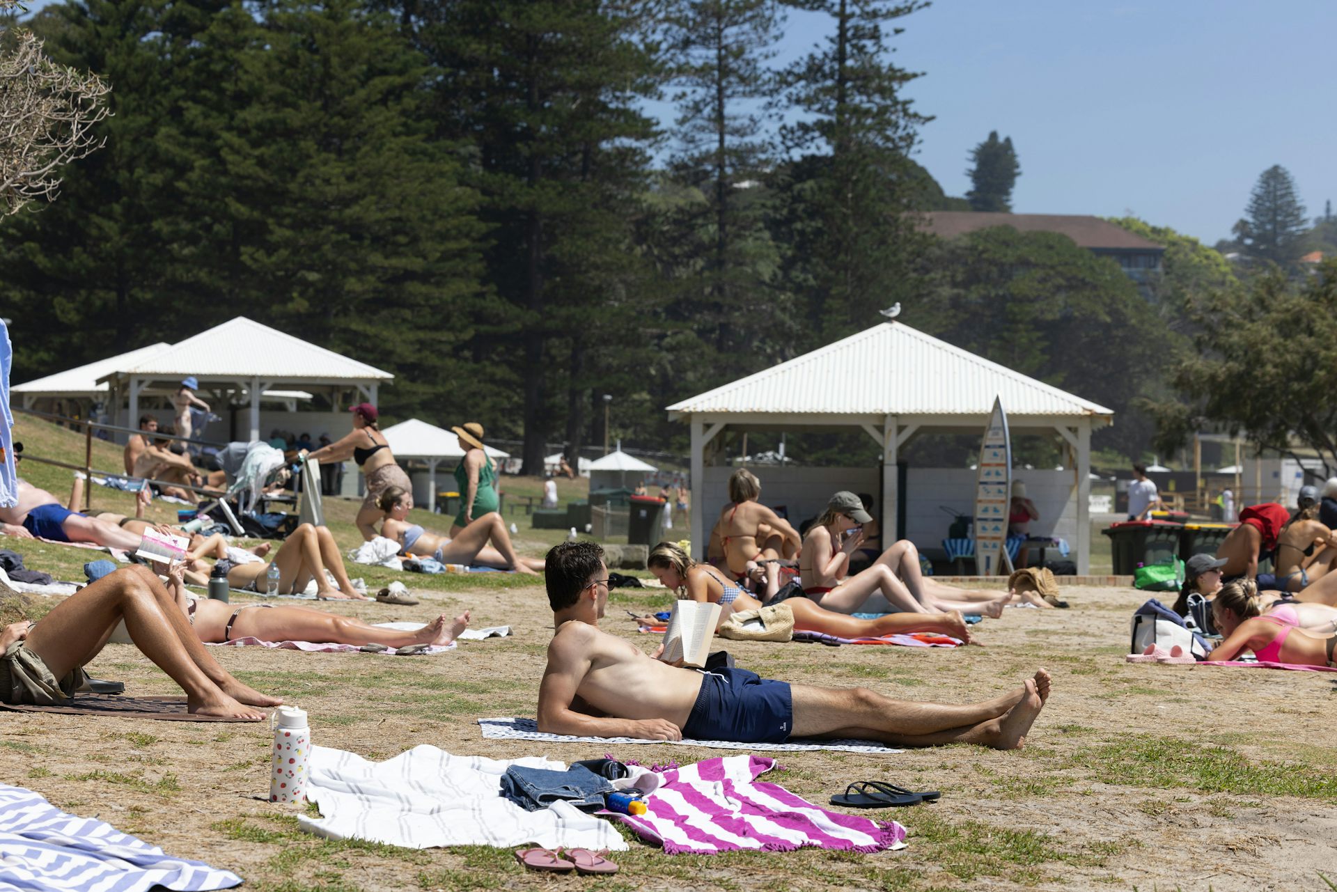 People relaxing on a beach 