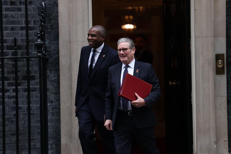 Starmer and Lammy walking out of Number 10
