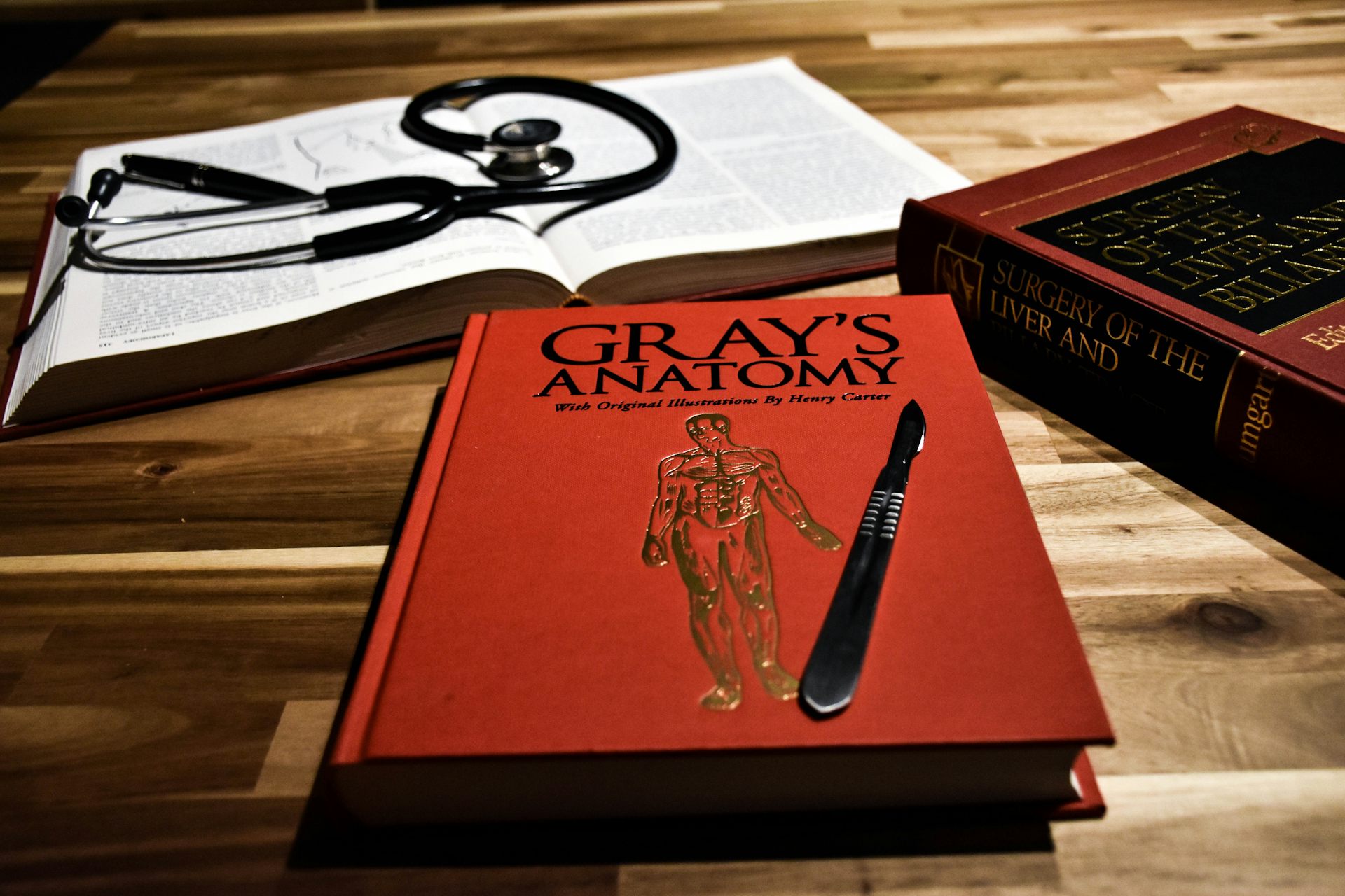 Copy of Gray's Anatomy on a desk.