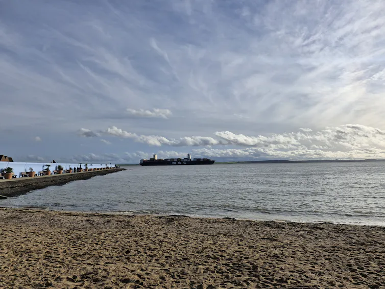 stony beach, calm sea