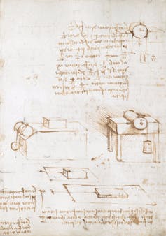 Leonardo da Vinci's sketches of his pioneering friction experiments.