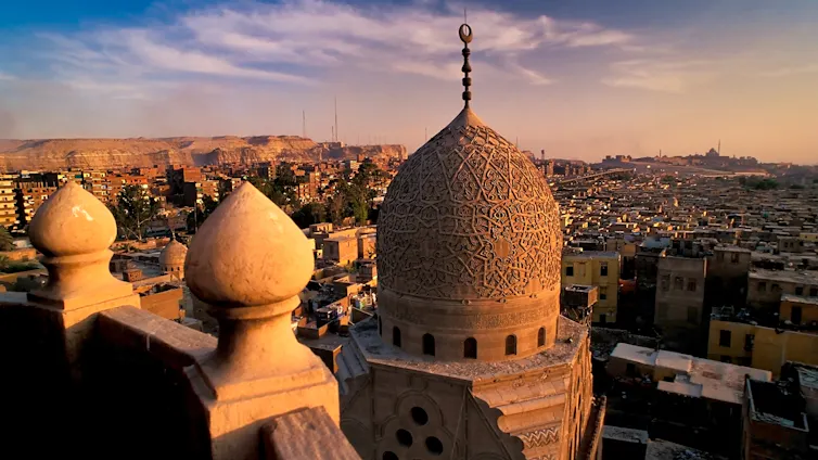 Qaitbey mosque and skyline of The City of the Dead.
