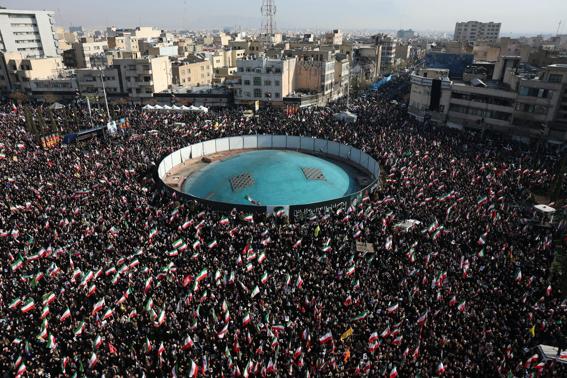 A large crowd gathered in the Enqelab Square in central Tehran.