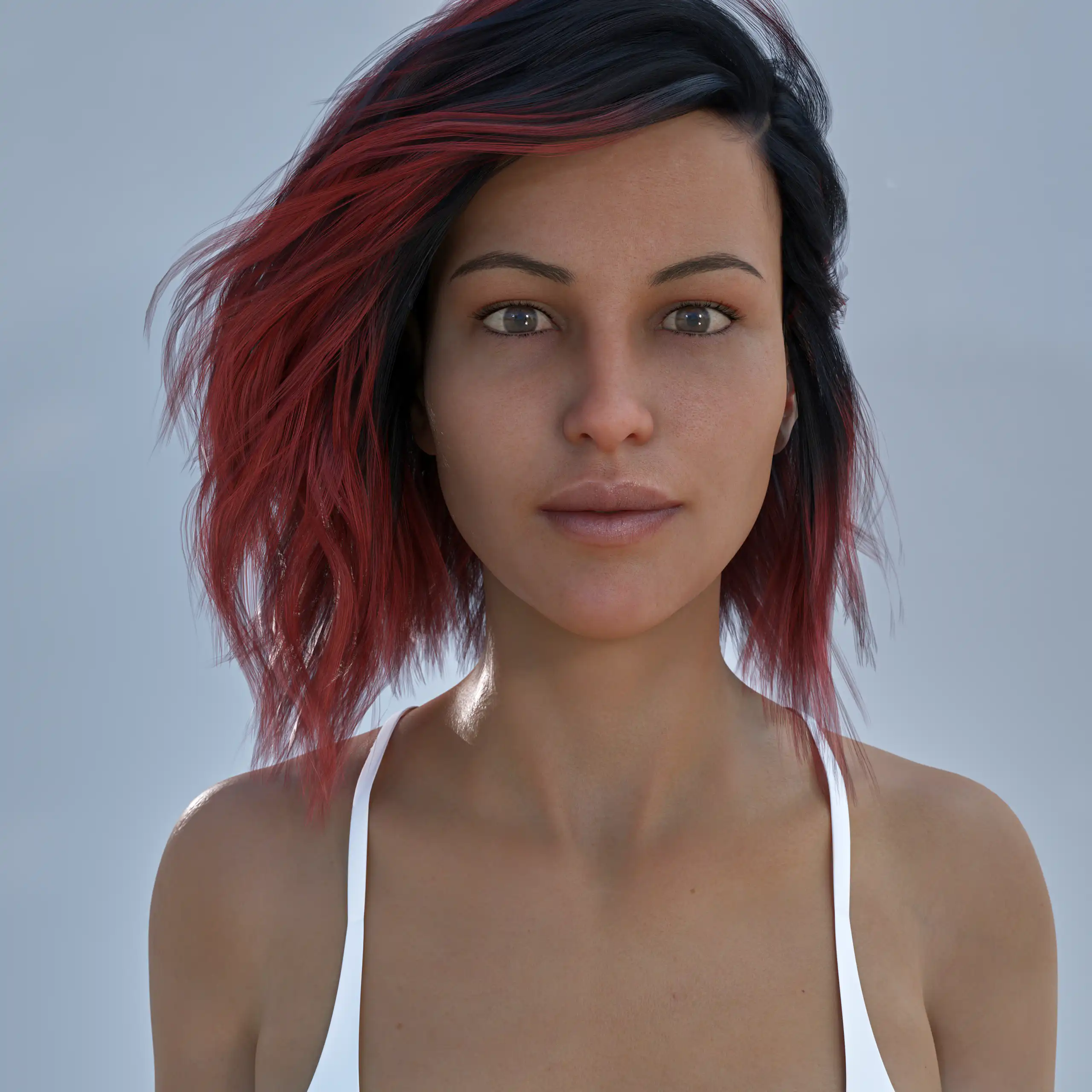 Imagen renderizada en 3D de una mujer joven.