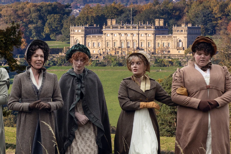 Harewood House and the cast of the new Netflix Pride and Prejudice.