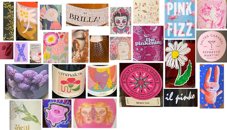 Pink alcohol labels