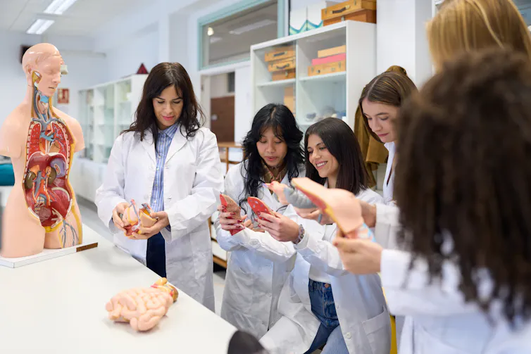 Medical students at university