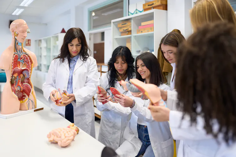 Medical students at university