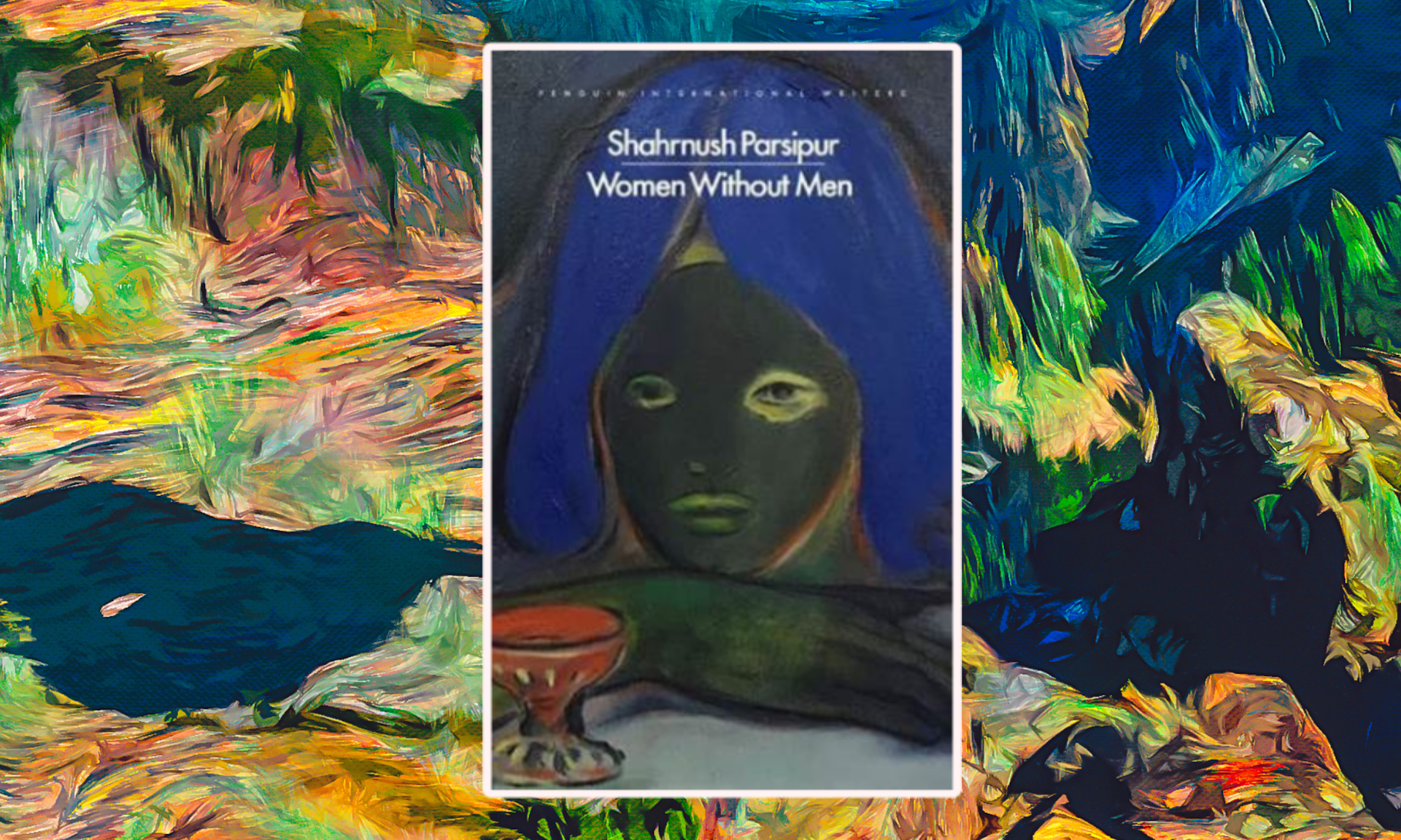 Book cover on a pic of a garden