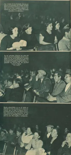 Diferentes fotografías del público de un cine de barrio.