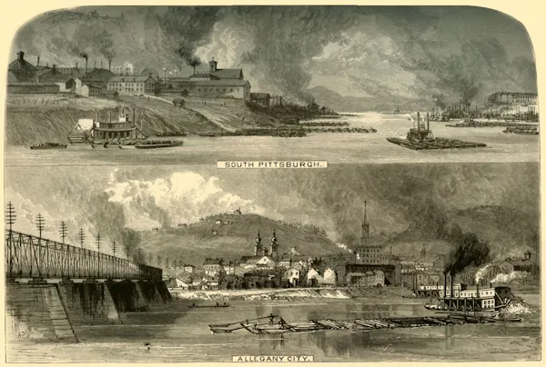 A black and white image of traffic on rivers.