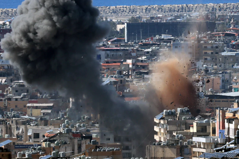 Explosions hit a Beirut suburb March 9 2026.