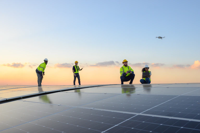 Ingenieros en una instalación de energía solar