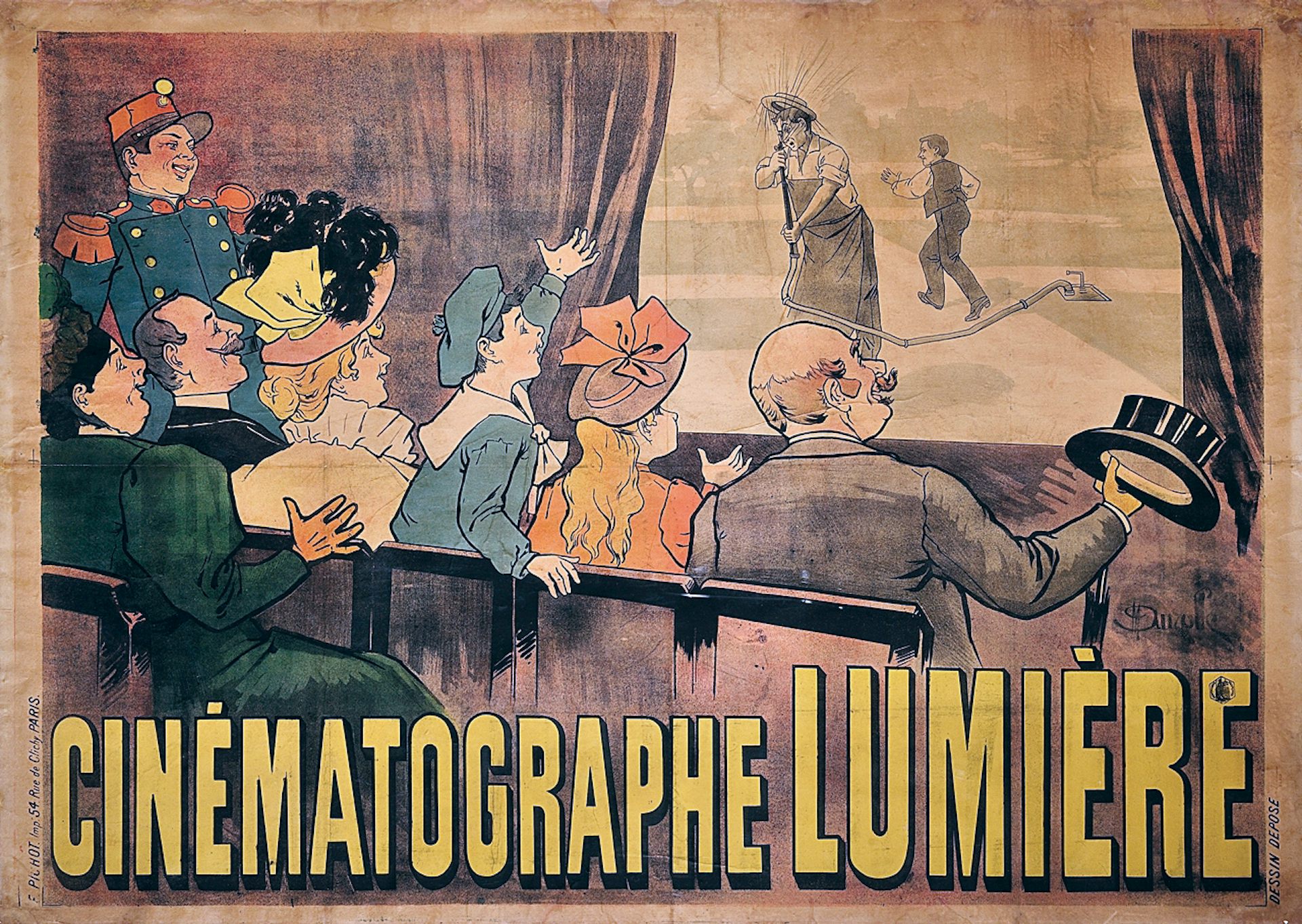 Cartel publicitario del cinematógrafo Lumiere Brothers, 1895.