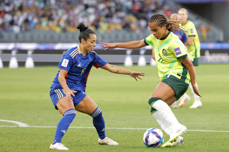 Mary Fowler of Australia takes on Jaclyn Sawicki of the Philippines during the Asian Women's Cup.
