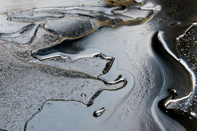 A closeup shot of a thick, black liquid.