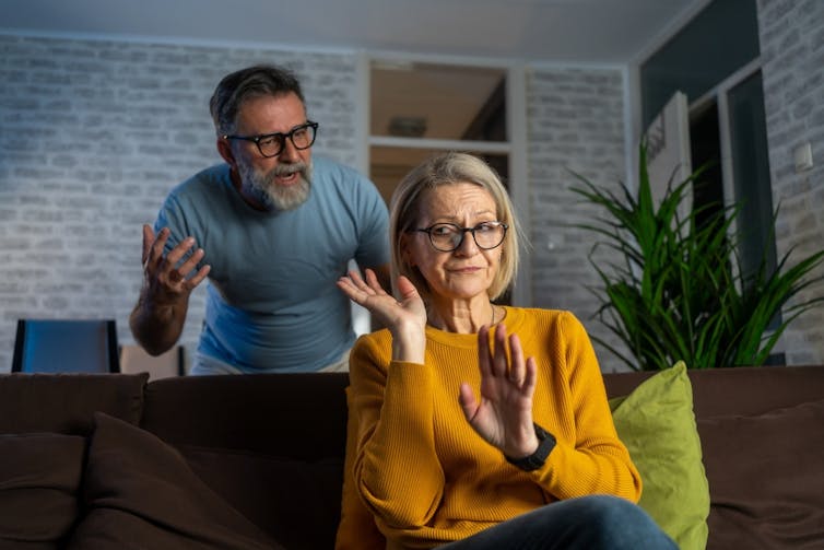 Man arguing with his wife.