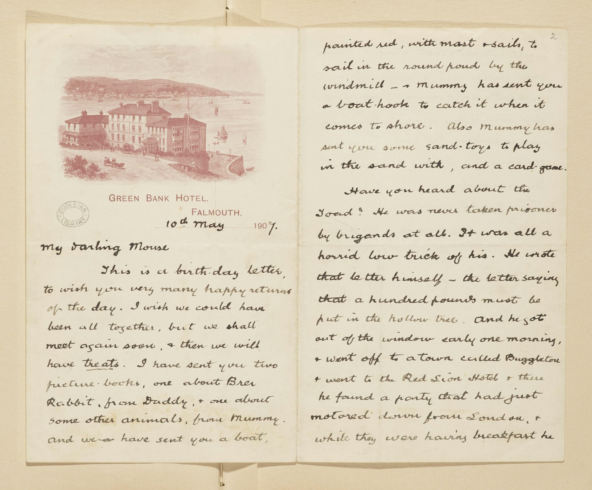 Handwritten page of the Wind in the Willows by Kenneth Grahame