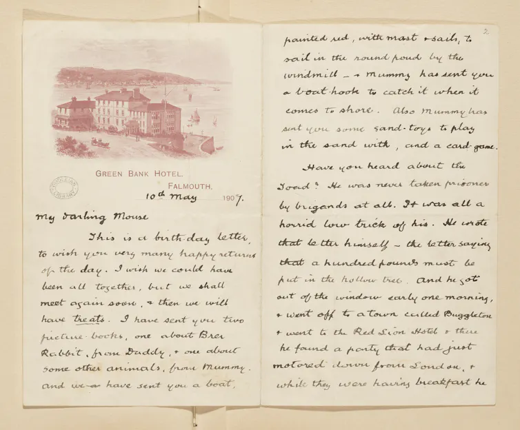 Handwritten page of the Wind in the Willows by Kenneth Grahame