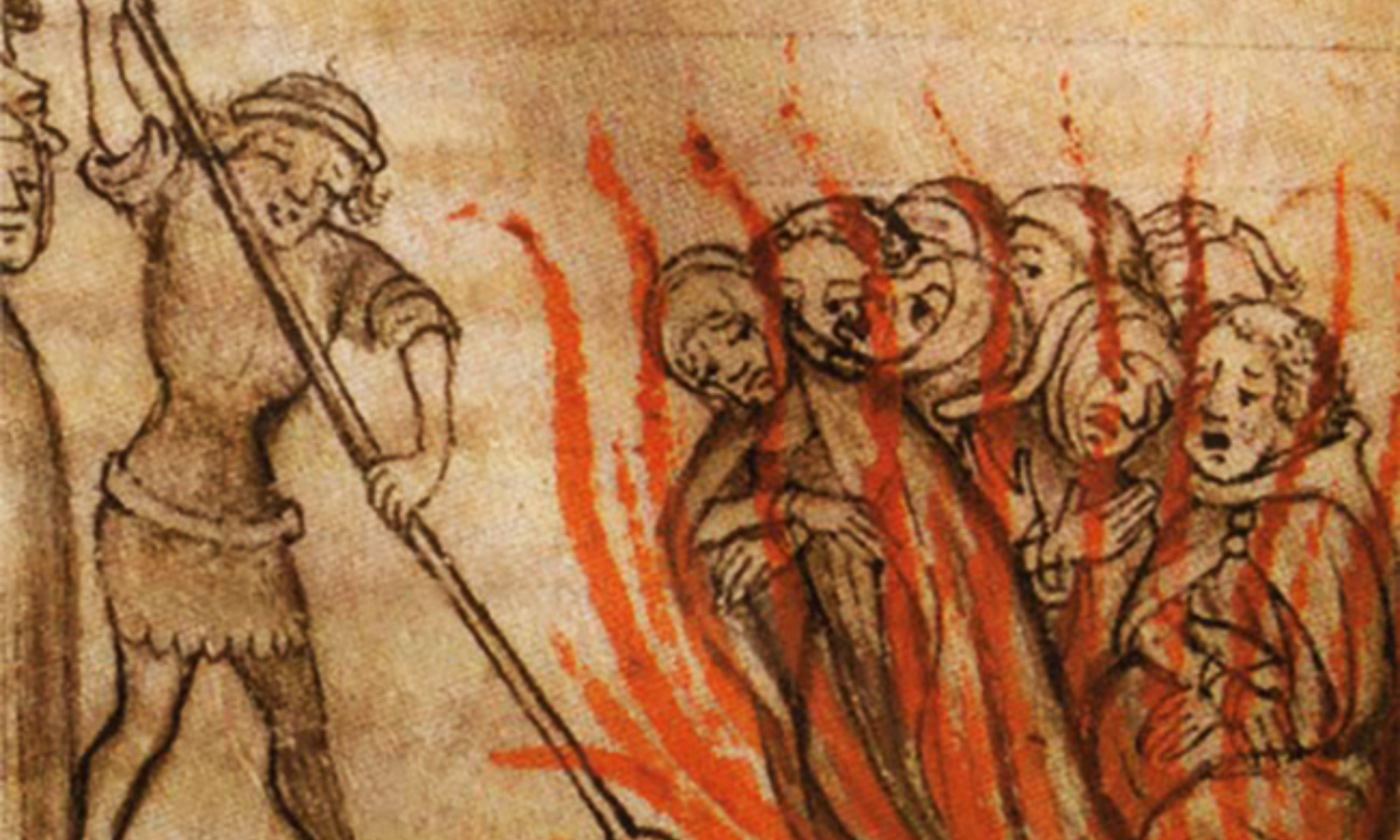 The Knights Templar being burned. 