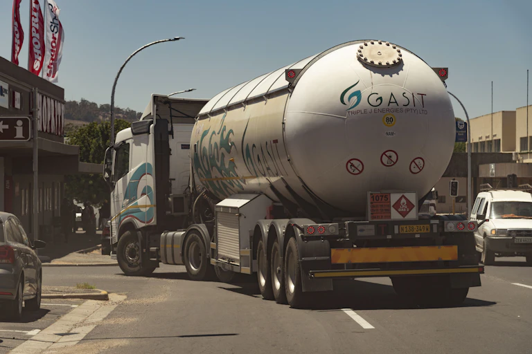 LPG gas tanker on the road