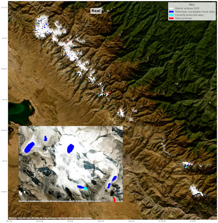 satellite image with mapped lakes