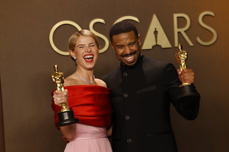 The pair with their Oscars.