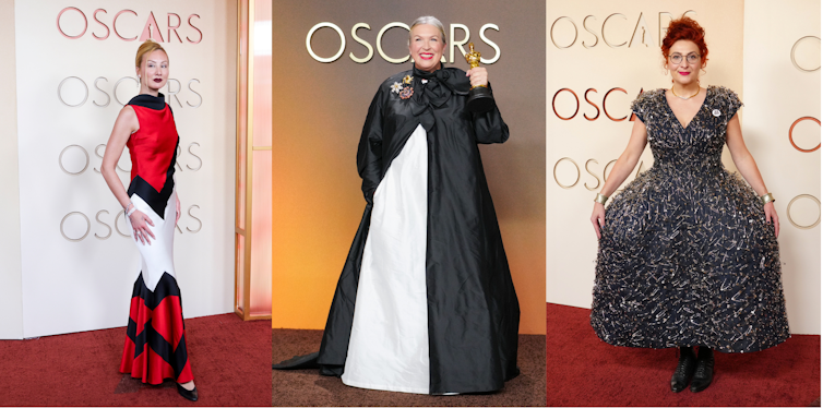 Three women in dresses