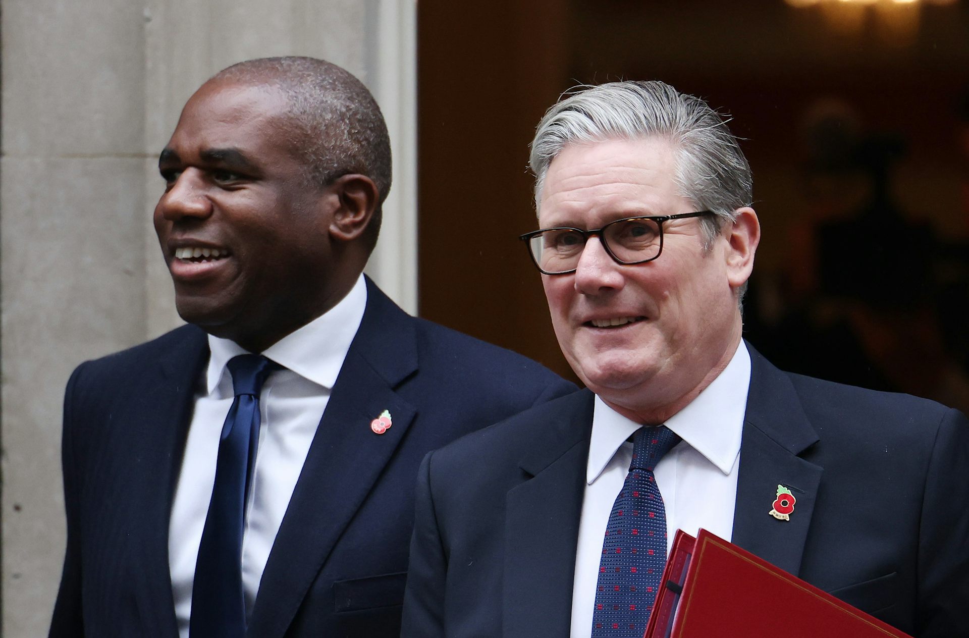 David Lammy, justice secretary, and Keir Starmer walking out of Downing Street