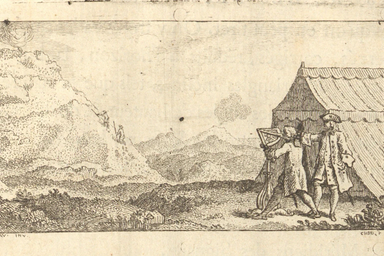 Charles-Marie de La Condamine prenant des mesures.