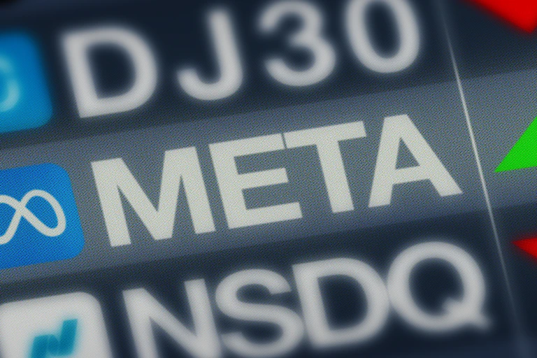 Logo de Meta dans un graphique de bourse.