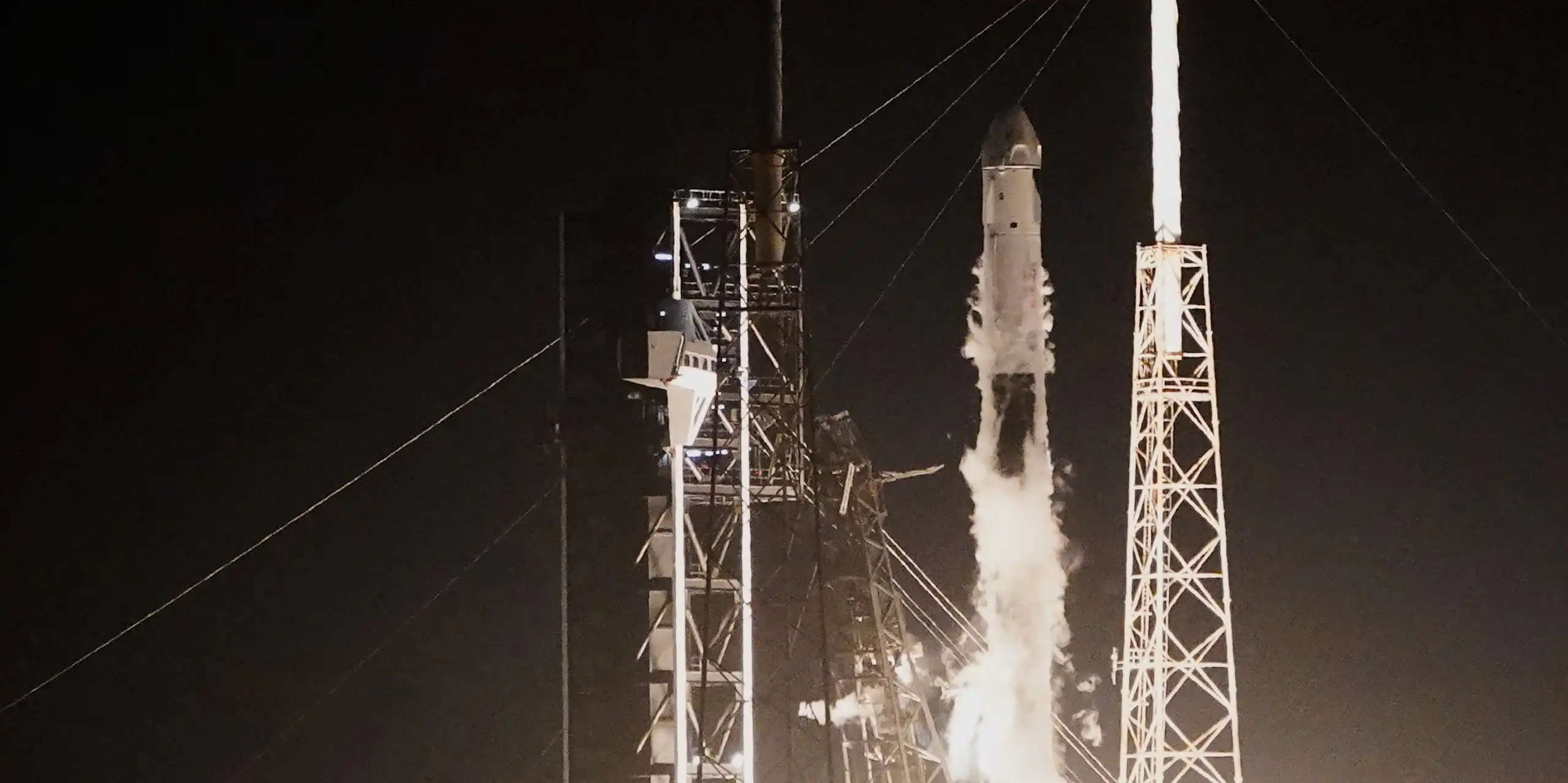 A SpaceX Falcon 9 rocket lifts off from a pad at the Cape Canaveral Space Force Station in Florida