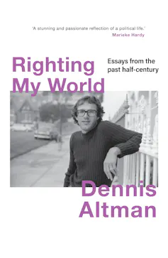book cover: Righting my World, with author smiling in a black jumper on the cover, wearing glasses
