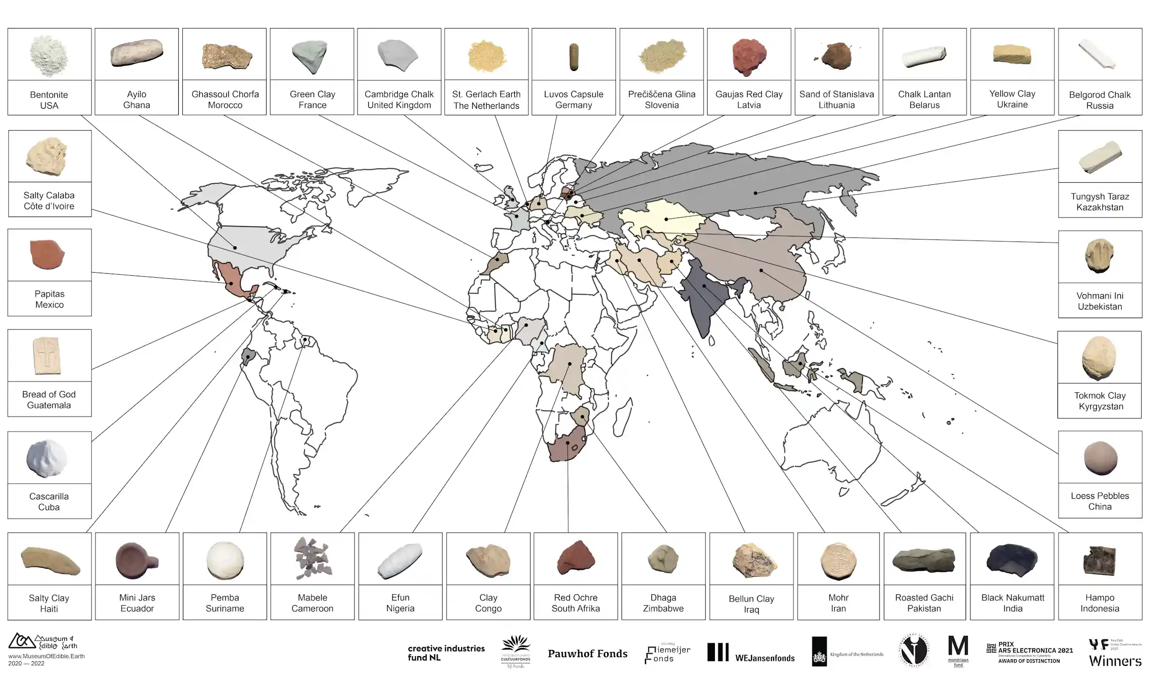 Mapa de muestras de suelo del Museo de la Tierra Comestible.