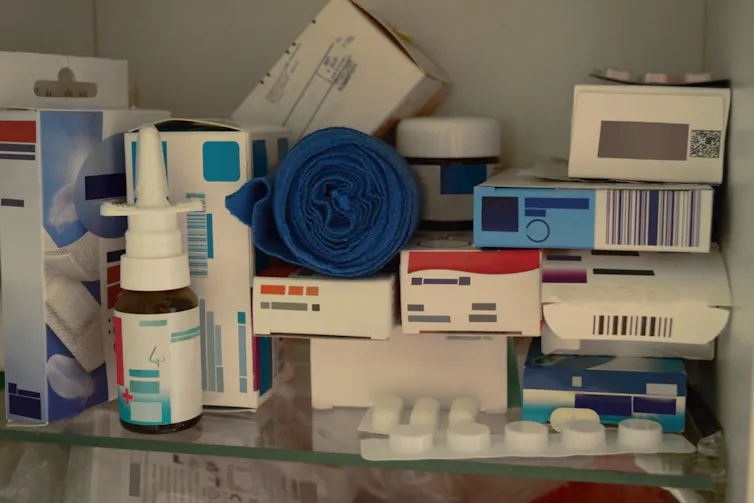 The contents of a medicine cabinet.