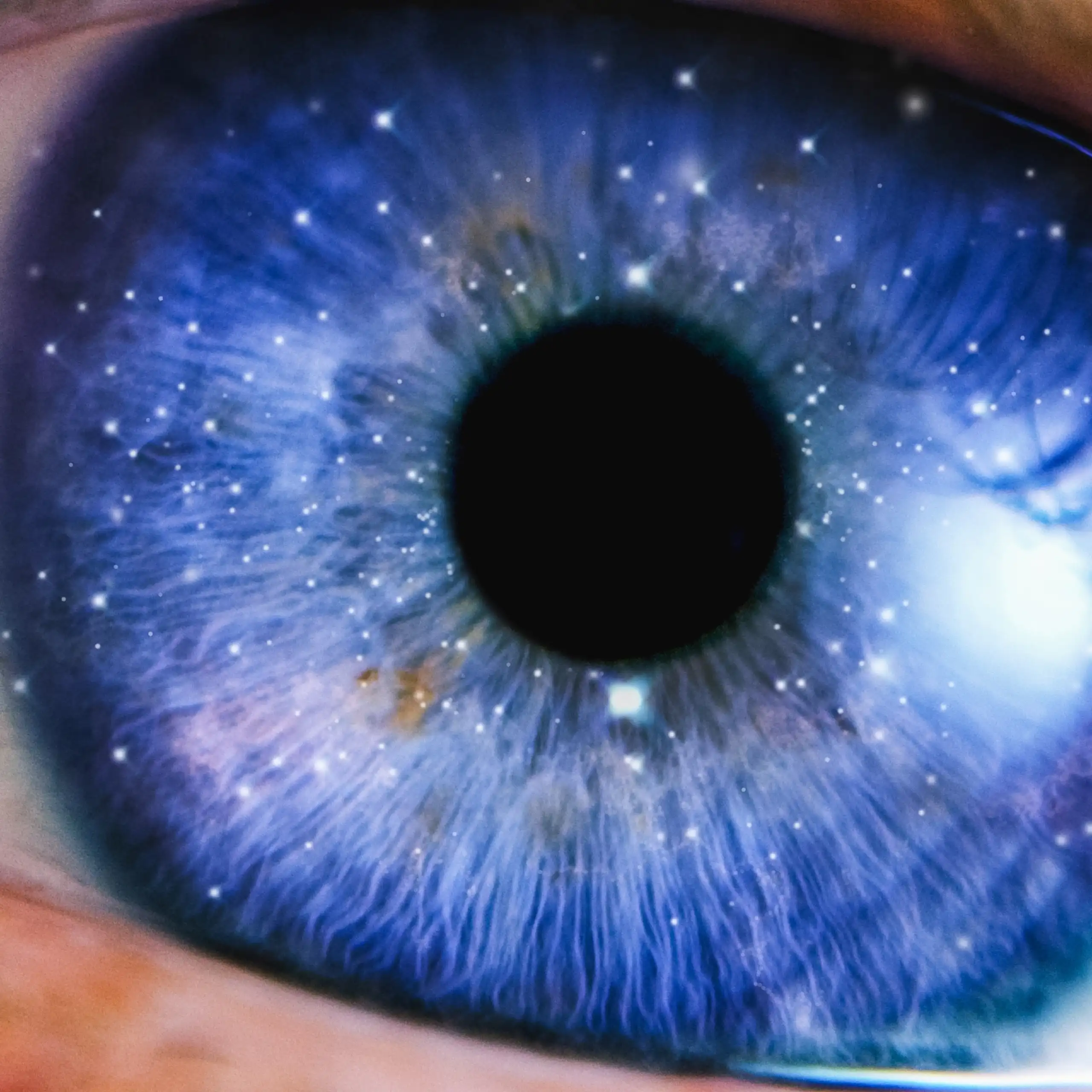 Close-up de um olho azul