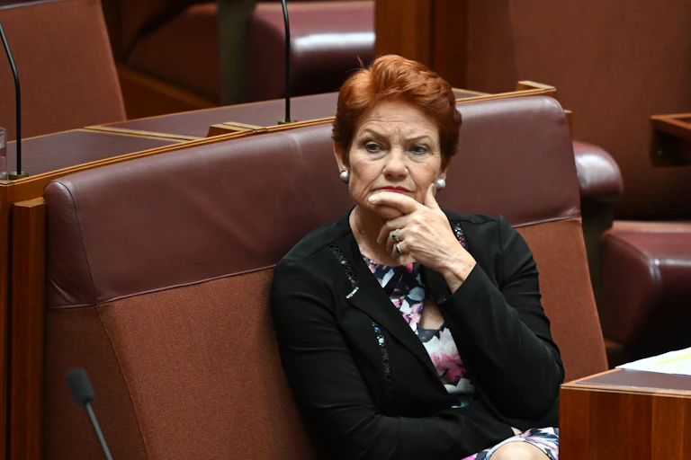 Pauline Hanson sits in the Senate