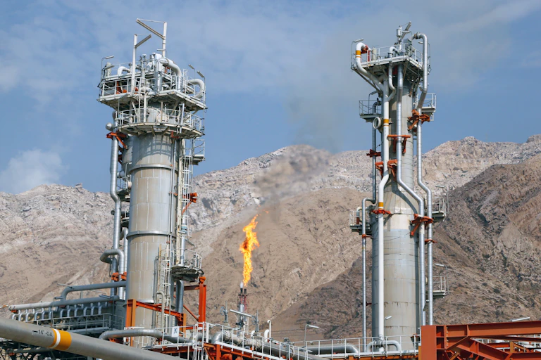 An energy production facility on Iran's South Pars gas field.