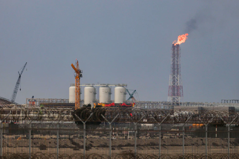 A natural gas facility from afar.