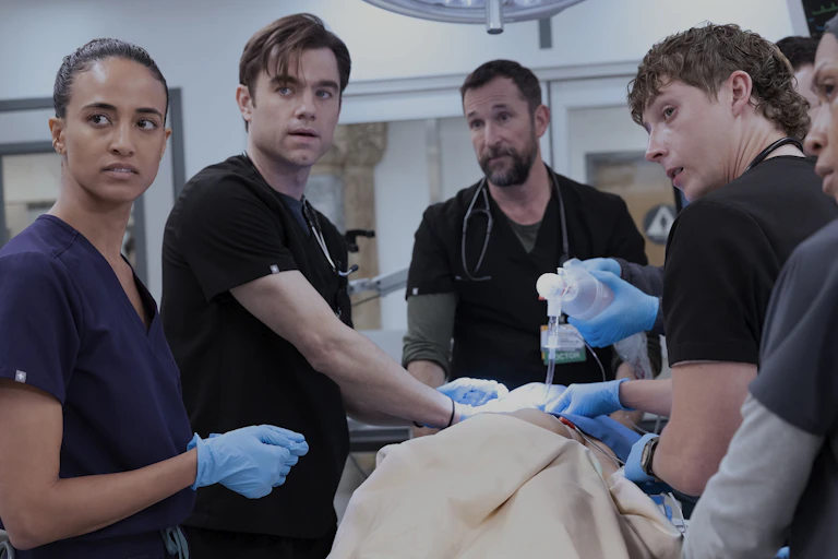 Medical staff from the fictional Pittsburgh Trauma Medical Center stabilize a patient.