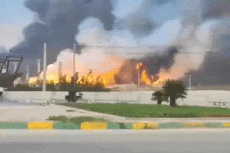 Smoke and fire rise near the South Pars gas field following an attack