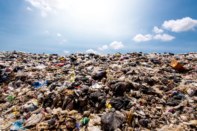 mountian of waste, blue sky