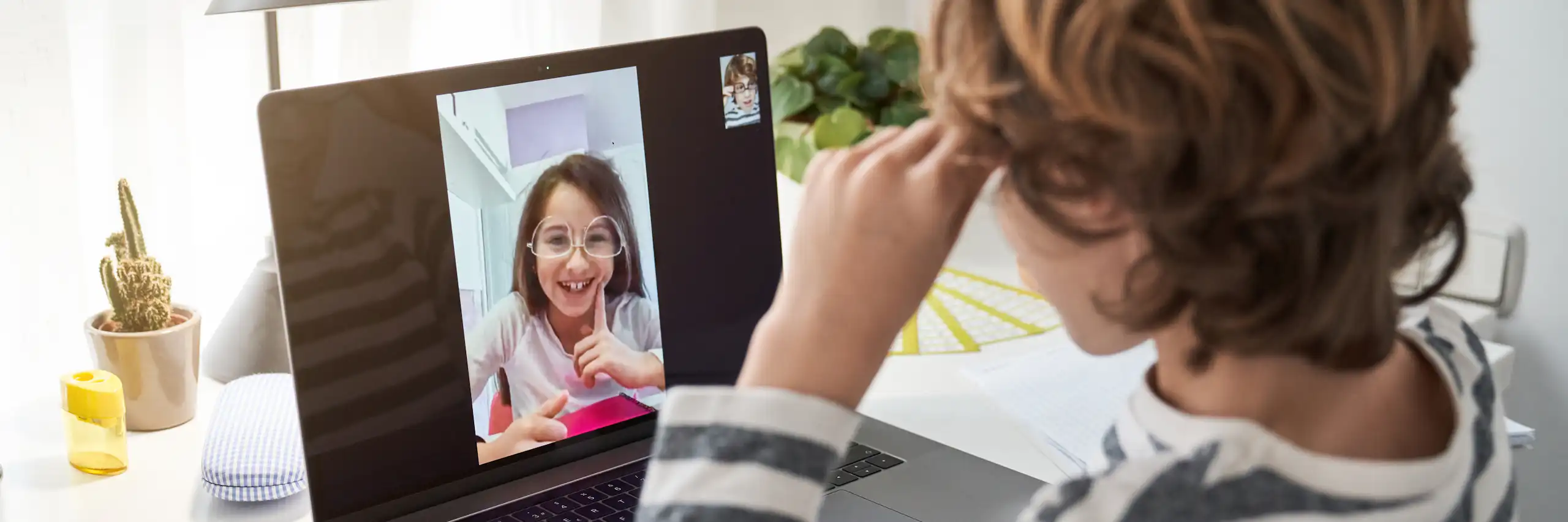 Children on video call
