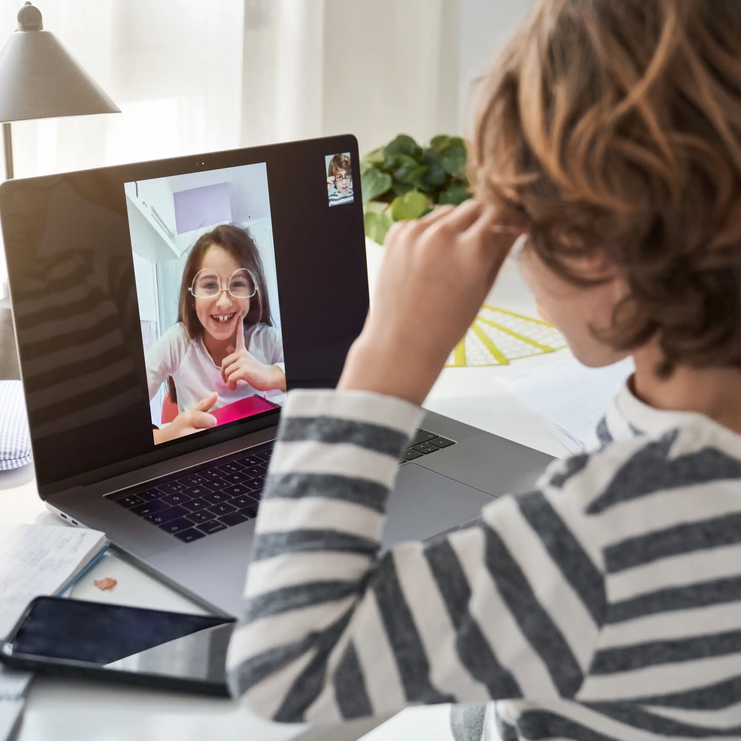 Children on video call