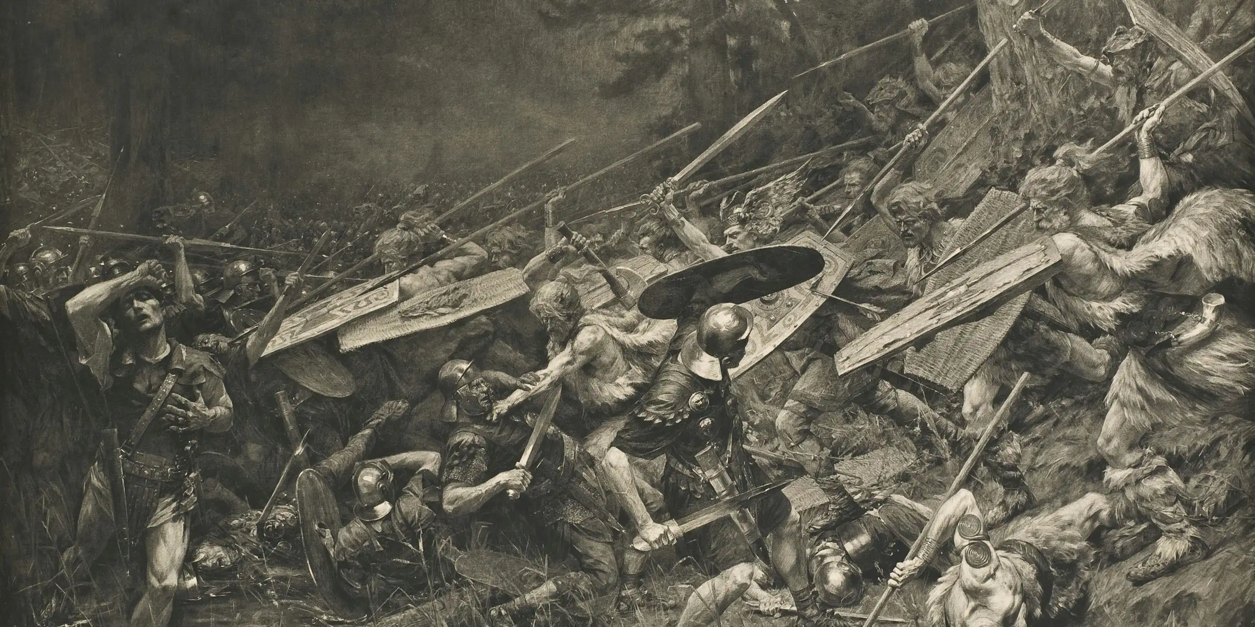 Huile sur toile monumentale de 24 mètres carrés décrivant la bataille au corps à corps.